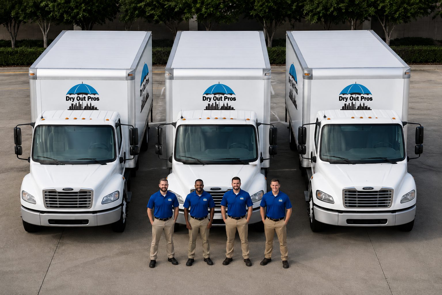 Dry Out Pros water damage restoration trucks and technicians serving the Kansas City metro